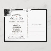 Black White Halloween Lace Wedding Skeletons Aankondigingskaart (Achterkant)