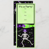 Black White Halloween Skeleton Botten Dance Kaart (Voorkant / Achterkant)