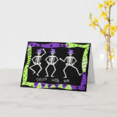 Black White Halloween Skeleton Botten Dance Kaart (Gele Bloem)