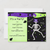 Black White Halloween Skeleton Botten Dance Kaart (Voorkant)