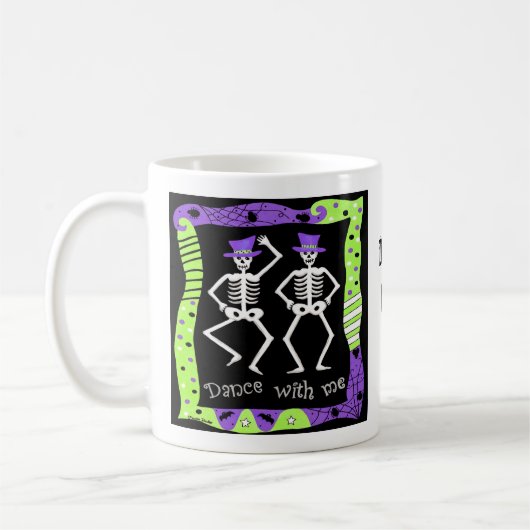 Black White Halloween Skeleton Botten Dance Koffiemok