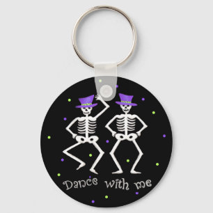 Black White Halloween Skeleton Botten Dance Sleutelhanger