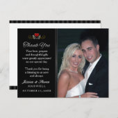 Black & White Halloween Skeleton Wedding Dank u Briefkaart (Voorkant / Achterkant)