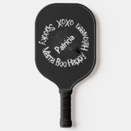 Black & White Halloween Spooky Mama Scary Modern Pickleball Paddle