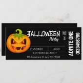 Black White Halloween Ticket Uitnodiging (Voorkant / Achterkant)