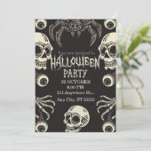 Black & White Halloween Uitnodiging (Staand voorkant)