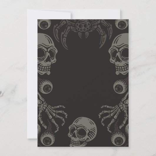 Black & White Halloween Uitnodiging (Achterkant)