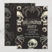 Black & White Halloween Uitnodiging (Voorkant / Achterkant)