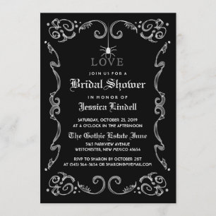 Black White Halloween Wedding Gothic Vrijgezellenf Kaart