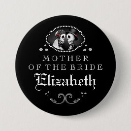 Black White Halloween Wedding Moeder Bride Ronde Button 7,6 Cm