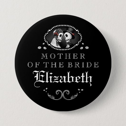 Black White Halloween Wedding Moeder Bride Ronde Button 7,6 Cm (Voorkant)