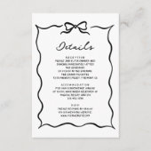 Black & White Hand Drawn Bow Wedding Details Informatiekaartje (Voorkant)