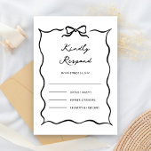 Black & White Hand Drawn Bow Wedding RSVP Kaartje