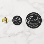 Black White Hand Drawn Doodles Graduation 3 Photo Confetti (Voorkanten)