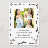 Black White Hand Drawn Doodles Graduation 4 Photo Aankondiging (Achterkant)