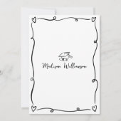 Black White Hand Drawn Doodles Graduation Party Kaart (Achterkant)