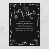 Black White Hand Drawn Doodles Graduation Photo Aankondiging (Achterkant)