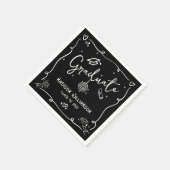 Black White Hand Drawn Doodles Style Graduation Servet (Hoek)