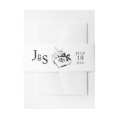 Black & White Hand Drawn Monogram Wedding Uitnodigingen Wikkel (Voorkant Voorbeeld)