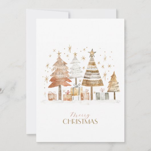 Black white hand-drawn pastel trees Christmas Feestdagenkaart (Voorkant)