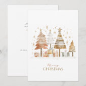 Black white hand-drawn pastel trees Christmas Feestdagenkaart (Voorkant / Achterkant)