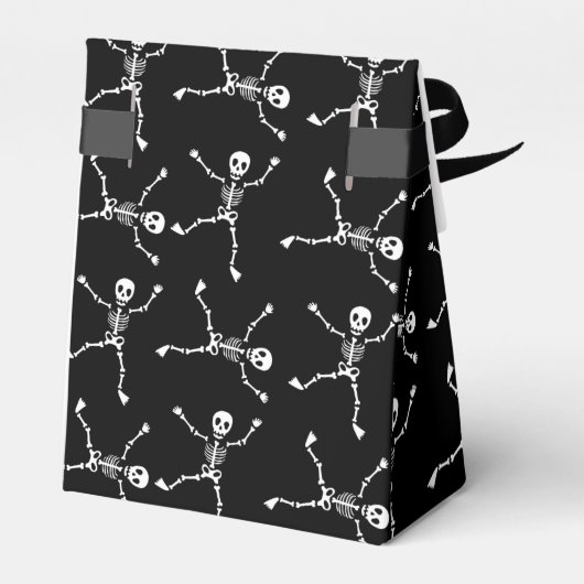 Black & White Hand Drawn Skeleton Halloween Bedankdoosjes (Achterkant)