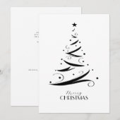 Black white hand-drawn tree simple Christmas Feestdagenkaart (Voorkant / Achterkant)