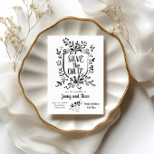 Black & White Hand Drawn Wedding Save The Date Kaart