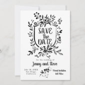 Black & White Hand Drawn Wedding Save The Date Kaart (Voorkant)