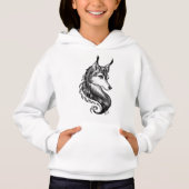 Black White Hand Drawn Wolf Kind's Hoodie (Voorkant)