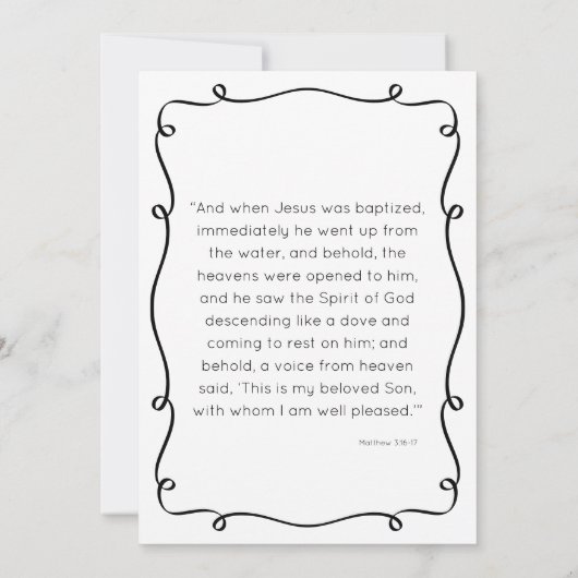 Black & White Hand getrokken doop uitnodiging (Achterkant)