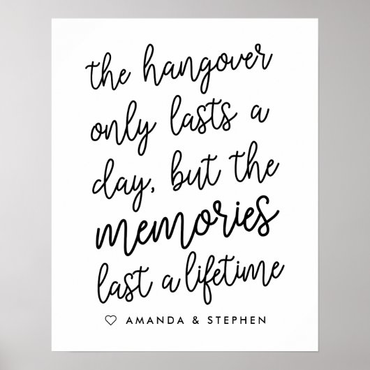 Black & White Hand Lettered Style Wedding Hangover Poster (Voorkant)