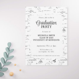 Black White Hand-Lettering wiskundig Afstuderen Kaart