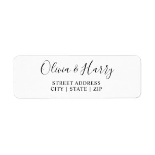 Black White Hand Lettert Return Address Label