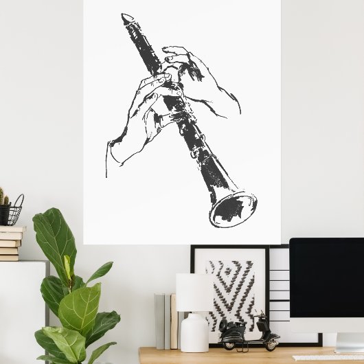  Black White Hands Clarinet Benny Goodman Poster (Thuiskantoor)