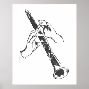 Black White Hands Clarinet Benny Goodman Poster