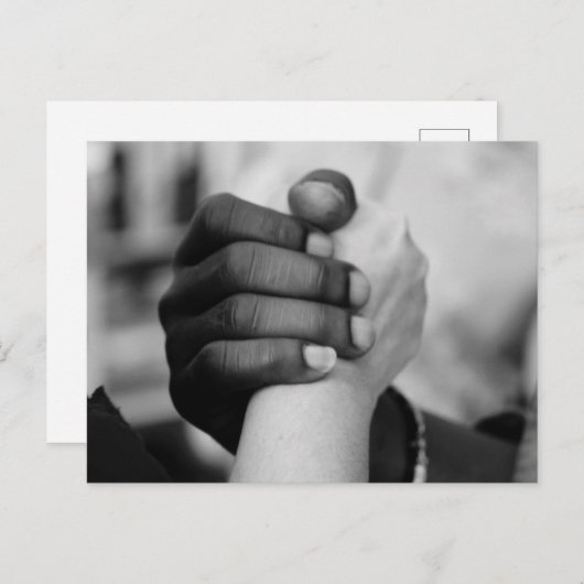 Black White Hands Together Briefkaart (Voorkant / Achterkant)