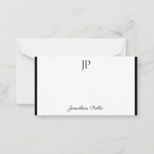 Black White Handwrited Script Monogram Sjabloon (Voorkant)