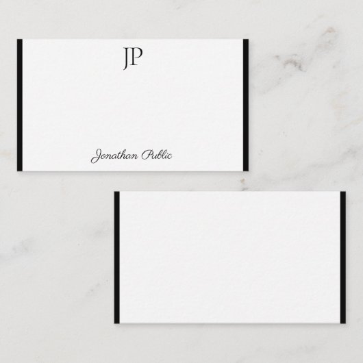 Black White Handwrited Script Monogram Sjabloon (Voorkant / Achterkant)