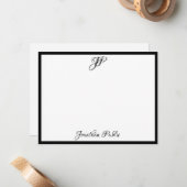 Black White Handwrited Script Monogram Sjabloon (Voorkant / Achterkant in situ)