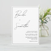 Black & White Handwritten Script Photo Wedding Kaart (Staand voorkant)