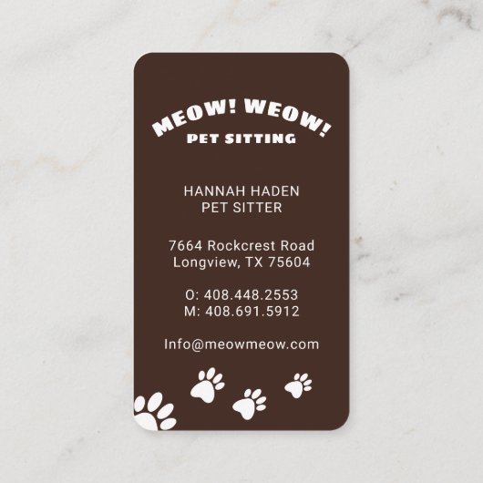 Black & White Happy Dog Huisdier Zitten & Grommen Visitekaartje (Achterkant)