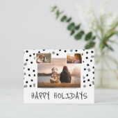 Black White Happy Holidays 3 Photo Collage Feestdagenkaart (Staand voorkant)