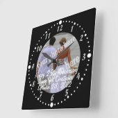 Black White Happy Jubileum Photo Clock Square Vierkante Klok (Hoek)