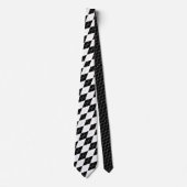 Black White Harlequin Diamond Pattern Vaderdag Stropdas (Voorkant)
