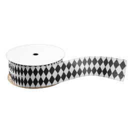 Black & White Harlequin Diamonds Grosgrain Lint