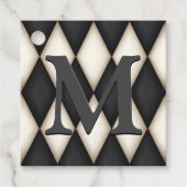 Black & White Harlequin Dramatic Custom Monogram Bedankjes Labels (Voorkant)
