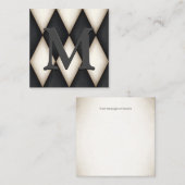 Black & White Harlequin Dramatic Custom Monogram Informatiekaartje (Voorkant / Achterkant)