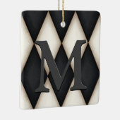 Black & White Harlequin Dramatic Custom Monogram Keramisch Ornament (Rechts)