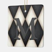 Black & White Harlequin Dramatic Custom Monogram Keramisch Ornament (Links)